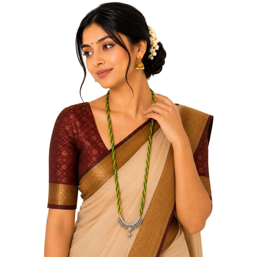 Traditional Green Yellow Mangalsutra Necklace