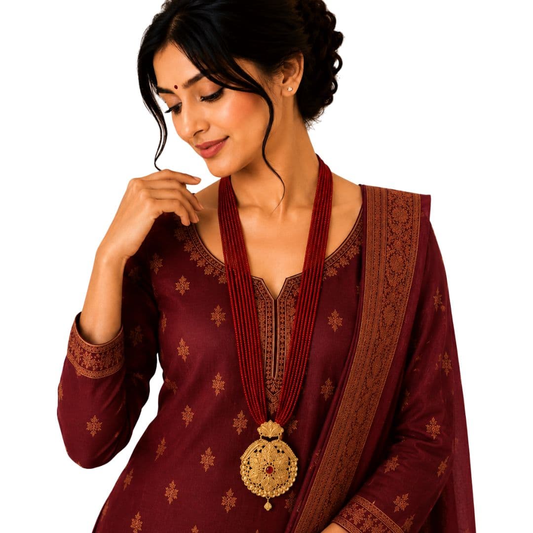 Rajrani Crimson Bead Heritage Ranihaar