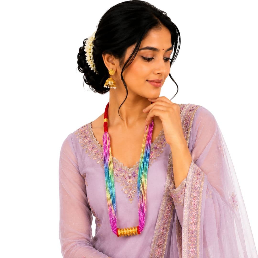 Rainbow Crystal Tilhari Necklace