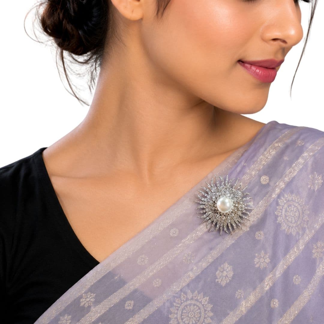Celestial Pearl Crystal Brooch Pin